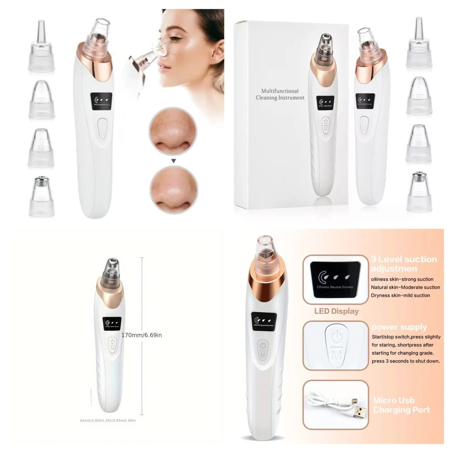 5-in-1 Electric Blackhead & Acne Remover – Deep Pore Cleaning Tool